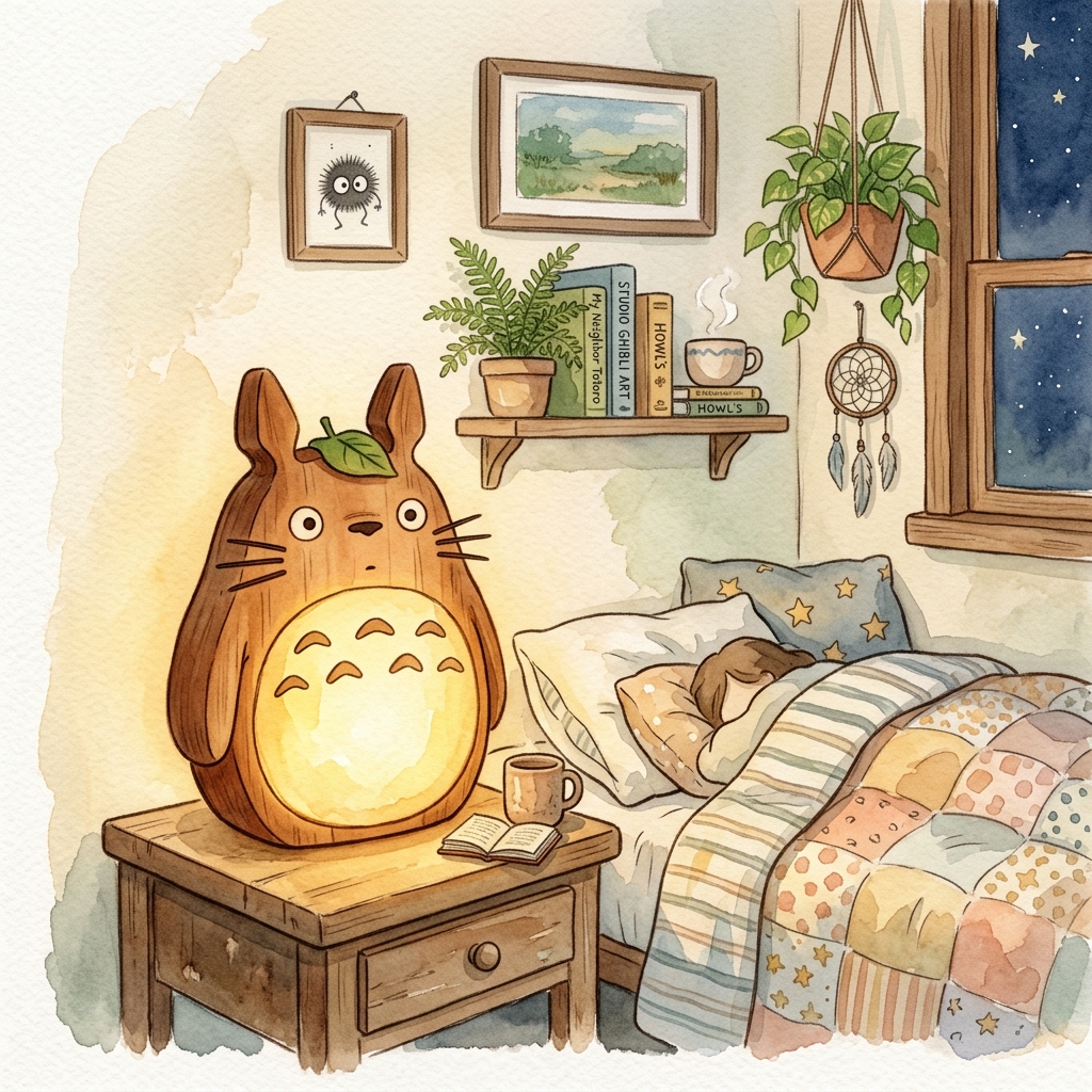Đèn Ngủ Gỗ Totoro Ấm Áp